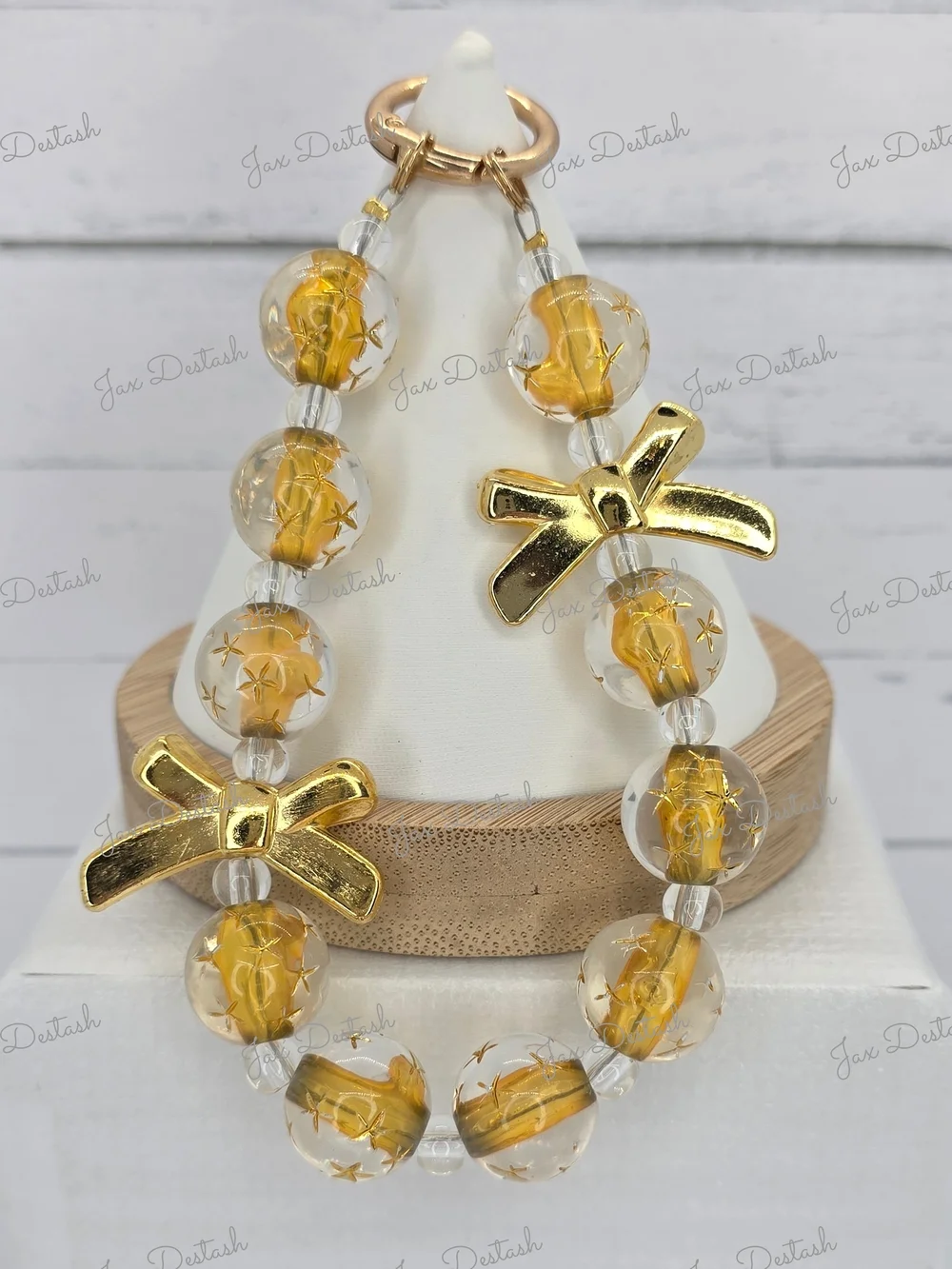 Gold Bow Beaded Phone/Key Lanyard CH4372